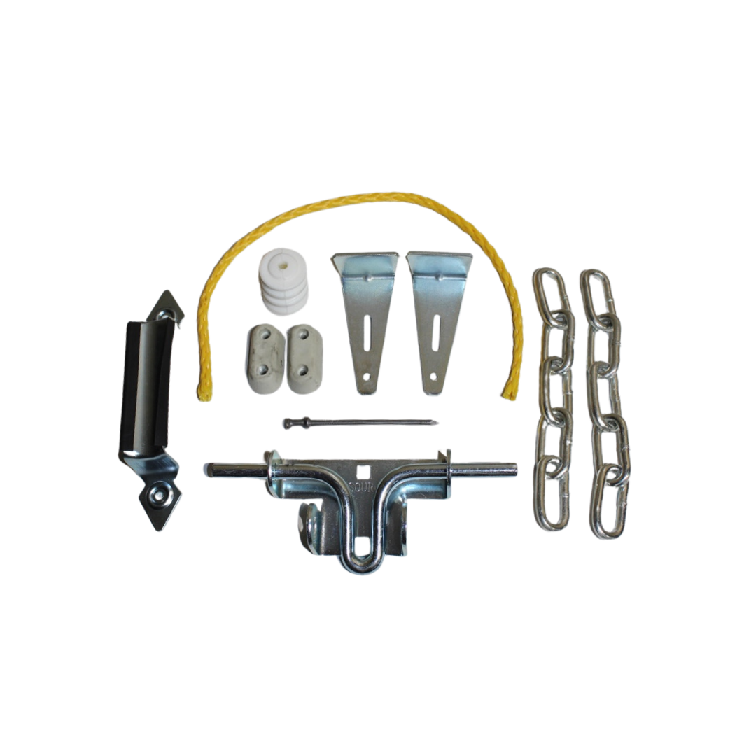 Collection of metal hardware components 