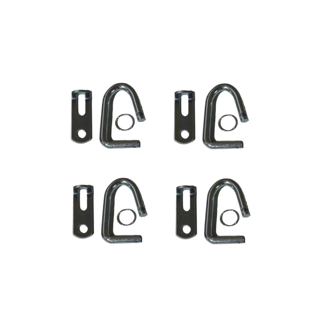 Set of 4 metal hooks in a "C" shape